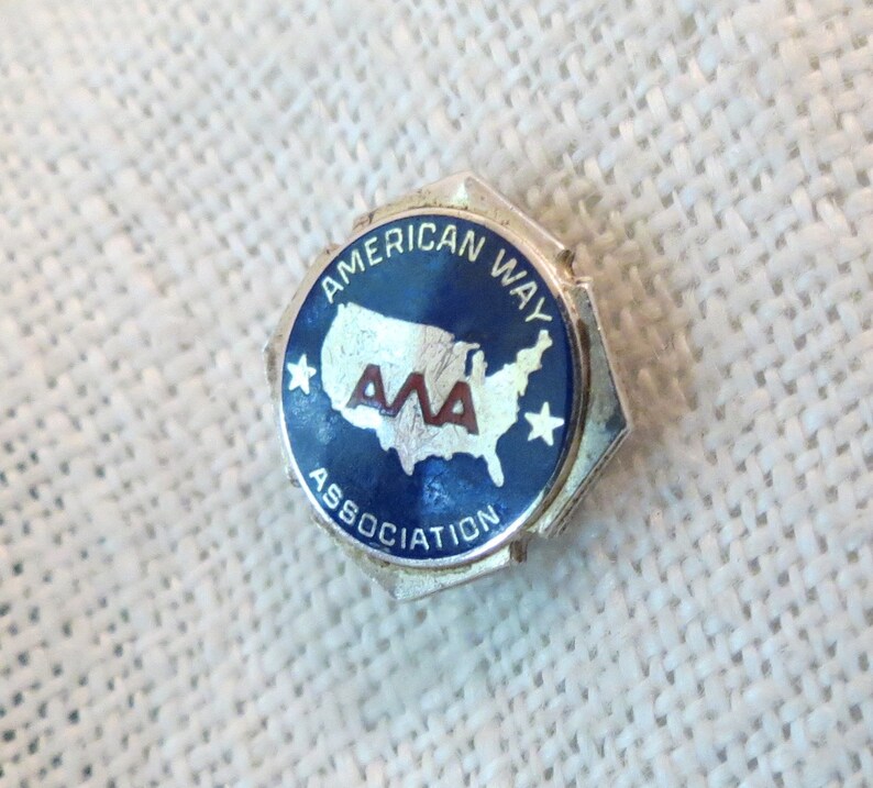 American Way Association Enamel /& Sterling Silver Lapel Pin