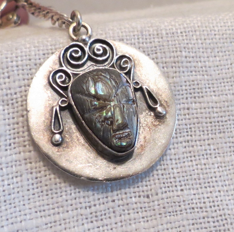Tribal Face Sterling Silver Key Chain