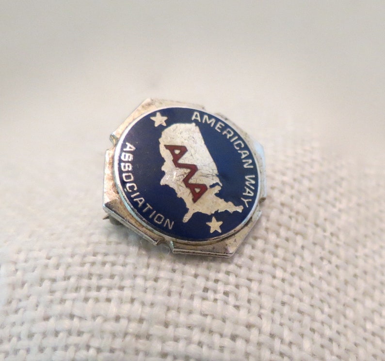 American Way Association Enamel /& Sterling Silver Lapel Pin