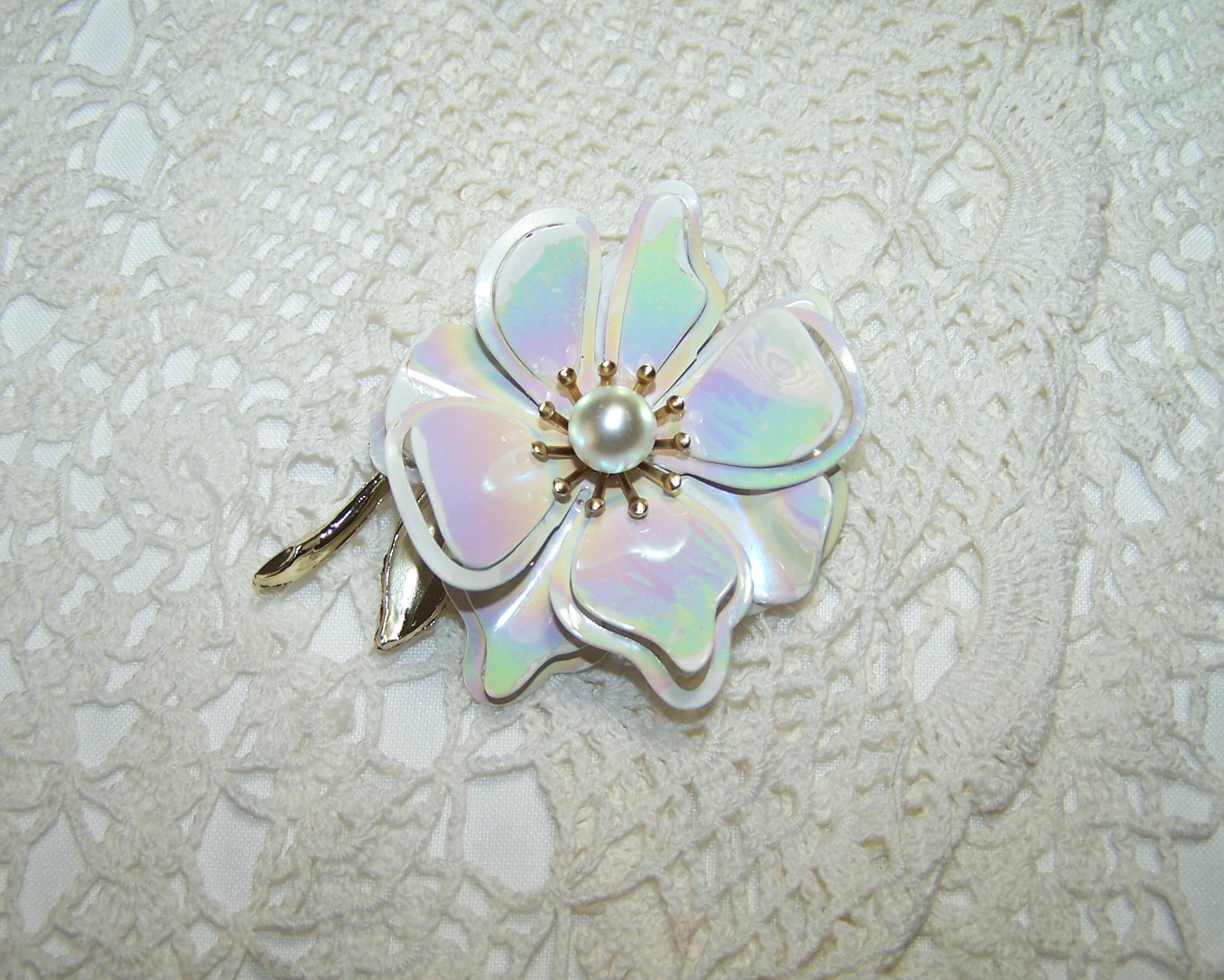 USA ～1960’s BROOCH(ヴィンテージブローチ/アンティーク) 1960年代 ビンテージ ブローチ パール 花 1960s Vintage Broach