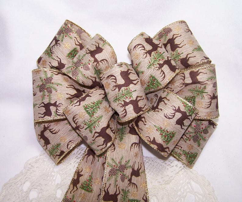 Reindeer Ribbon Christmas Deer Bow Brown Burlap Ribbon Great - Etsy
