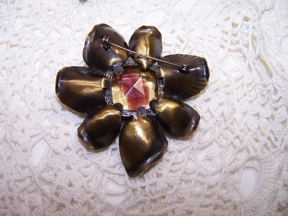 RARE Gingko Leaf Multicolor Large Rhinestone Broo… - image 14