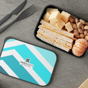 Aesthetic Aqua Bento Box Lunch Container – Minimalist Meal Prep Box with Utensils – Cute Work Lunch Box for Women