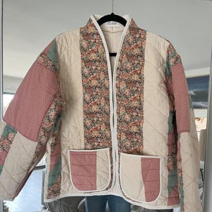 Upcycled vintage hand-quilted jacket from a vintage Quilt. It is one of a kind and ready to ship!