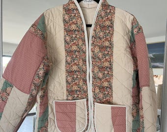 Upcycled vintage hand-quilted jacket from a vintage Quilt. It is one of a kind and ready to ship!