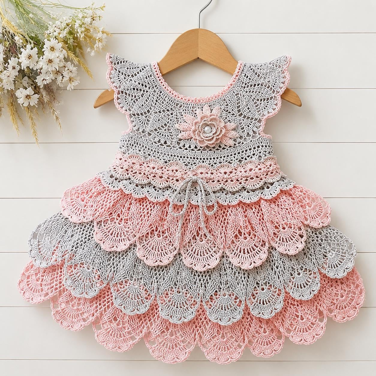 knit dress with flowers Floral truefit:root:fenny-mini-dress-grey