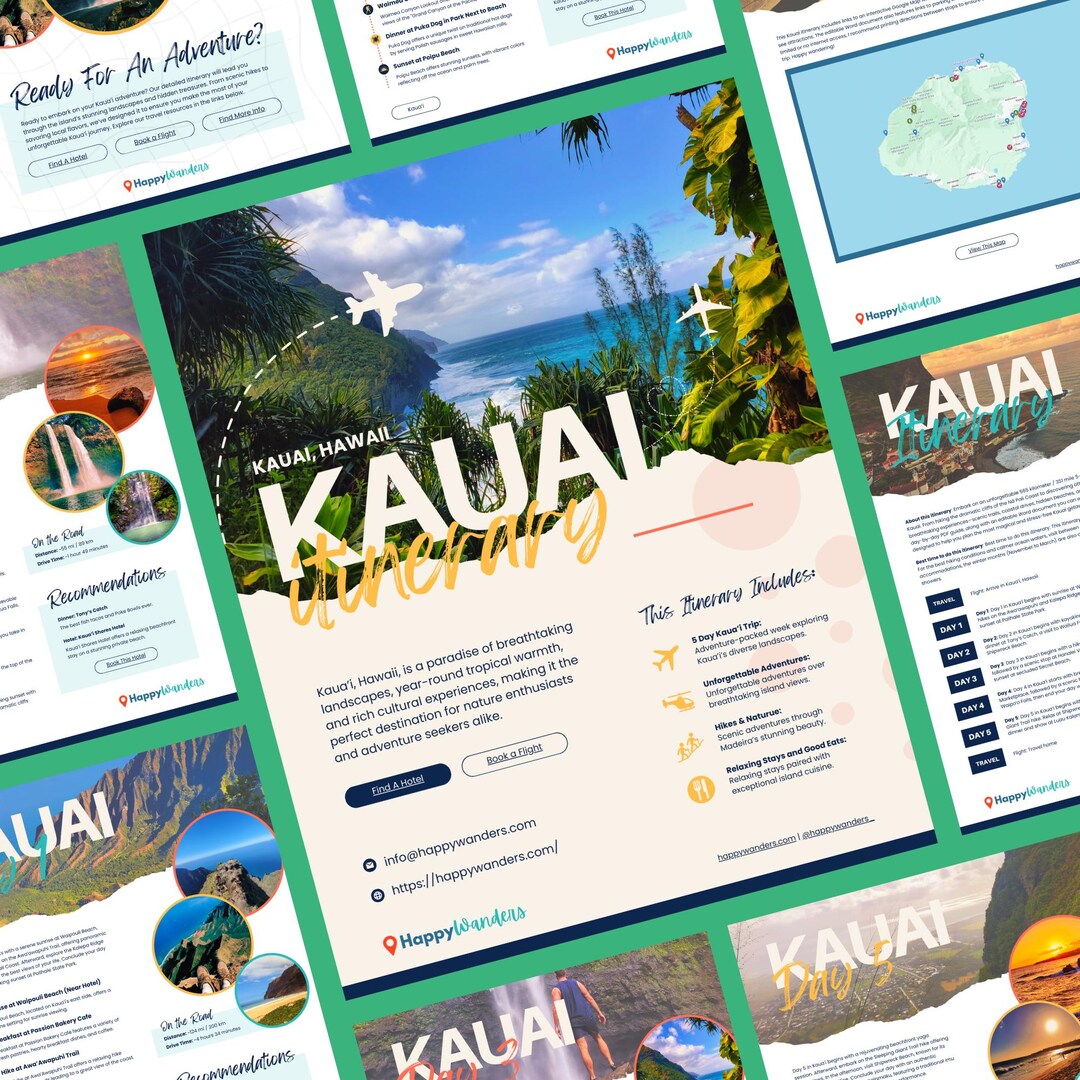 Kauai Hawaii Itinerary | 3-7 Day Adventure Travel Guide (PDF, Word) - Etsy