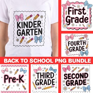 Preppy Back to School PNG Bundle, Teacher Coquette First Day of School Shirt Design, Girly Pink Bow Sublimation, Pre-k 1st/2nd/3rd/4th Grade