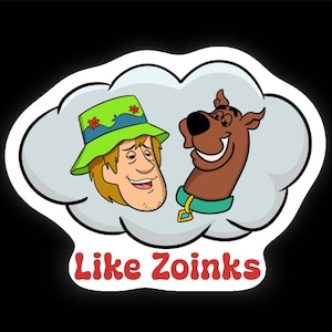 Groovy Duo Vinyl Sticker – Retro Cartoon-Inspired Shaggy & Scoob in Smoke Cloud