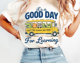 Good Day For Learning Shirt, Teacher School Bus Tee, Cute Teacher Shirt, Back To School Teacher Gift, Funny Teacher Tee, Animal School Bus