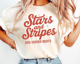 Maglietta Stars Stripes Human Rights: maglietta di protesta del 4 luglio