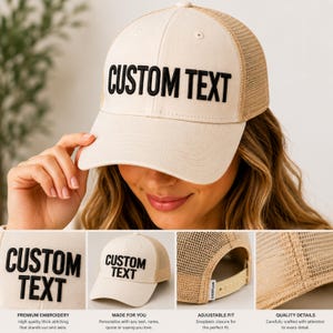 Pet met gepersonaliseerde tekst, pet met gewassen mesh achterkant, pet met jouw tekst, pet met eigen citaat, pet voor paardenstaart, gepersonaliseerd cadeau