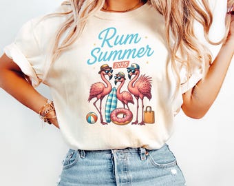 Sommer 2025 Flamingo Rum T-Shirt: Tropisches Strand Urlaub T-Shirt