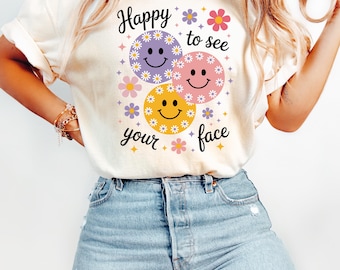 Comfort Colors Lehrer-Shirt: Happy To See Your Face, Back To School