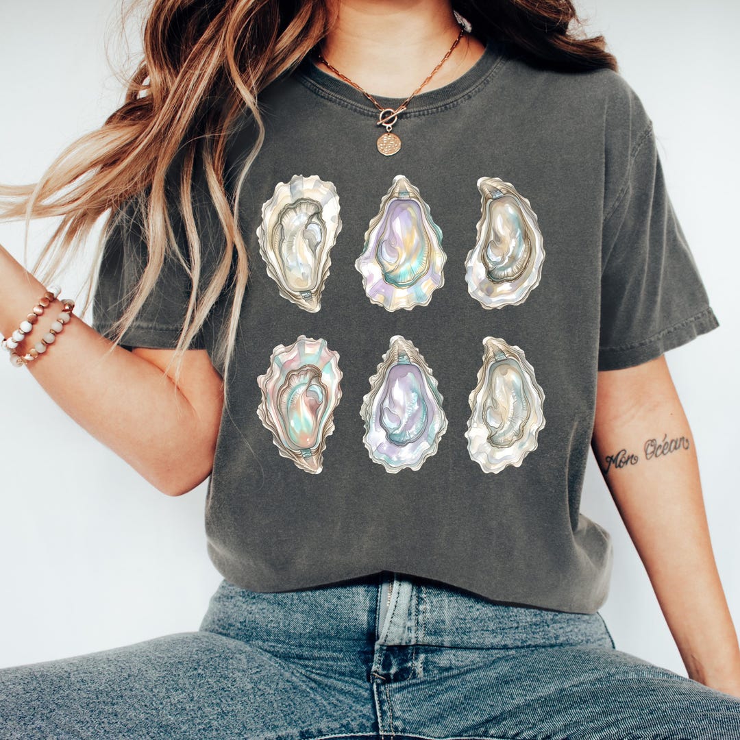 Shell Style Shirt Oyster Shell Shirt, Coastal Sea Shell Tee, Beach Ocean Comfort Colors ...