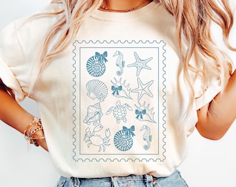 Comfort Colors Coastal Tee: Coquette Seashell Shirt, Beachy Summer Top