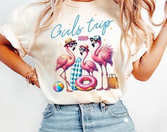 Comfort Colors Flamingo Girls Trip Shirt, Beach Vacation Tee