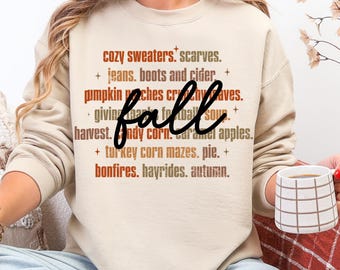 Fall Sweatshirt, Cozy Autumn Graphic Crewneck, Fall Gift for Women