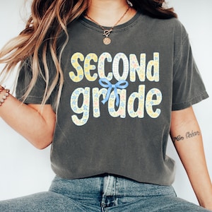 Comfort Colors® Second Grade Teacher Shirt, Coquette Bow 2nd Grade Teacher Shirt, Second Grade Teacher Tshirt, Elementary Teacher Shirts