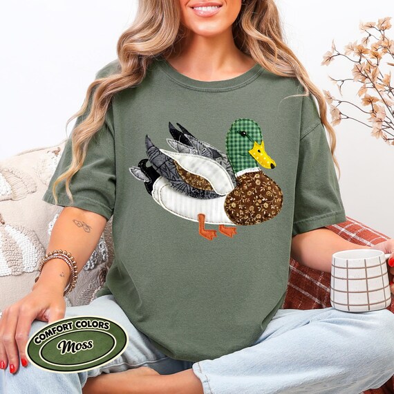Quilted Mallard Duck Shirt, Grandmacore Patchwork Duck Tee, 90s Inspired Quilt Shirt, Duck Hunting Shirt, Cottagecore Duck Comfort Colors