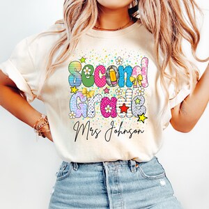 Custom Second Grade Teacher Shirt, Comfort Colors 2nd Grade Teacher Name Shirt, Second Grade Team Back to School Teacher Appreciation Gift