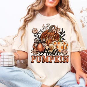 Hello Pumkin Sweatshirt, Fall Comfort Colors T-Shirt, Thanksgiving Tee, Fall Crewneck