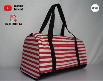 DIY Travel Lite Duffle Bag PDF Pattern, Easy Step-by-Step Sewing Project