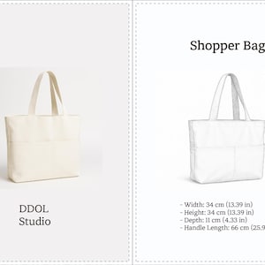 Shopper Bag Sewing Pattern PDF – DIY Tote Bag Tutorial, Large Lined Shoulder Bag, Instant Download
