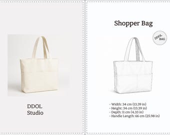Shopper Bag Sewing Pattern PDF: DIY Lined Tote Bag Tutorial