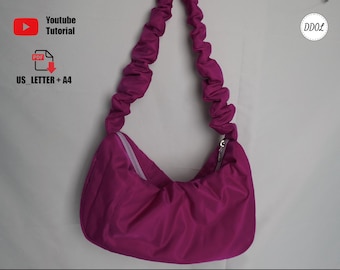 DIY Ruched Elastic Handle Shoulder Bag Sewing Pattern (PDF Pattern)