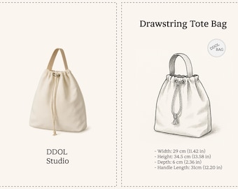 Drawstring Tote Bag PDF Sewing Pattern: Beginner DIY Project