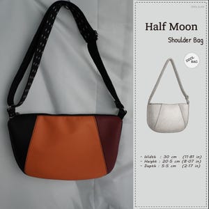 Half Moon Shoulder Bag Sewing Pattern – PDF Download, DIY Handbag & Crossbody Bag Template