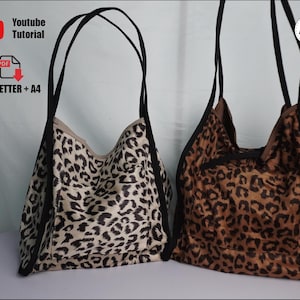 Modello di cucito Duo Flow PDF / Borsa a tracolla in 2 misure / Progetto facile senza fodera per principianti