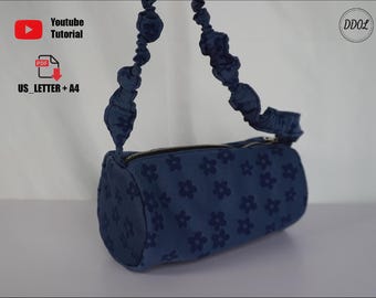 Mini Round Bag PDF Sewing Pattern | Beginner DIY Ruched Strap Bag (Digital Download)