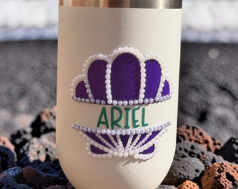 Personalized Seashell Pearl Tumbler | Custom Beach Wine Cup | Coastal Insulated Tumbler | Pearl Shell Drinkware | Beach Lover Gift