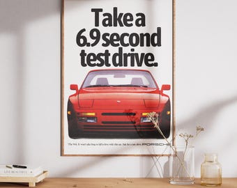 Vintage Porsche 944 Poster Auto Druck, Kunst, Geburtstag, Wanddruck, Retro Wanddekor, Geschenk, 90er Jahre, Digital Download Druck