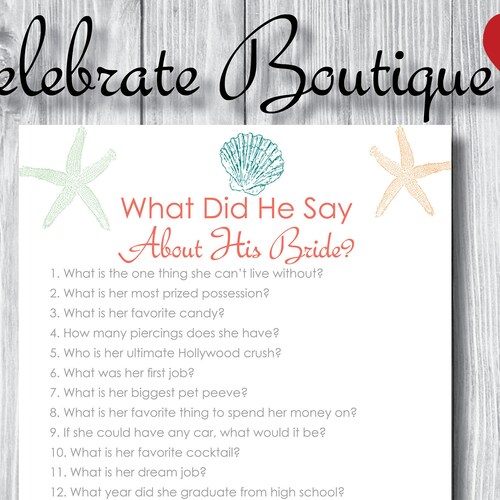 Ocean Beach Bridal Shower Game Advice for the Bride Etsy