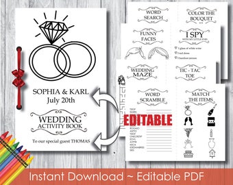Wedding Activity Book For Kids Editable Instant Download Coloring Childrens