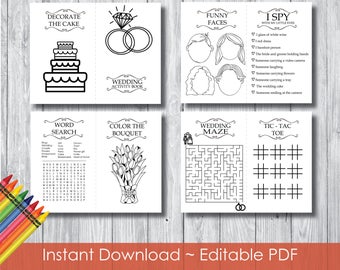 Wedding Coloring Book For Kids Editable Activity Instant Download Childrens
