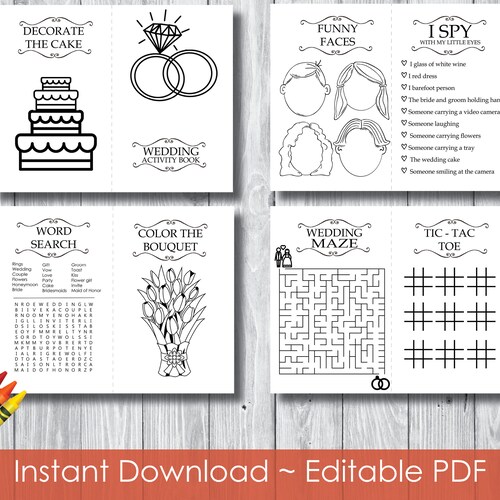 Kids' Wedding Activity Book Printable Download - Etsy