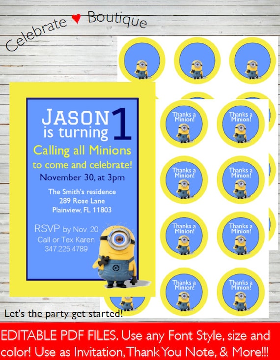 minions instant download editable minions invitation etsy