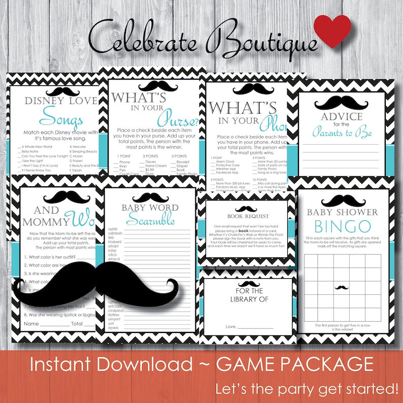 Little Man Baby Shower Invitation Baby Shower Game Package Instant Download Editable Invitation Little Man Tags Mustache Baby Shower 0028