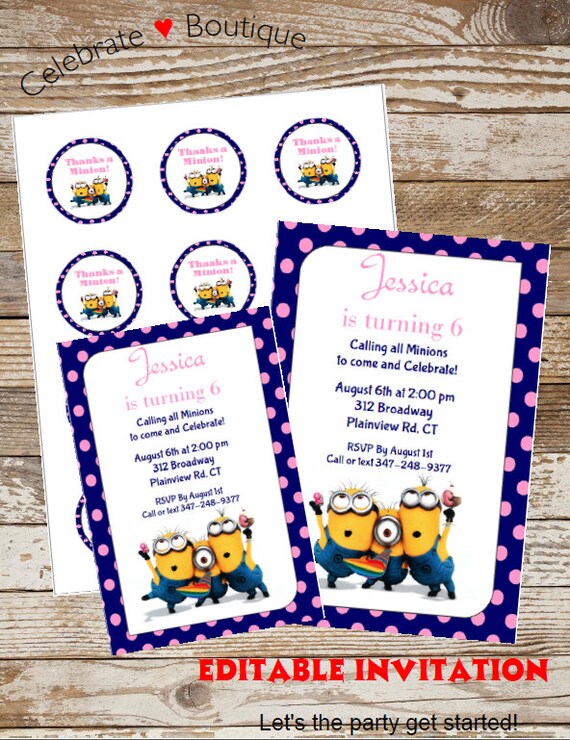 Minions Invitation Instant Download Editable Minions - Etsy