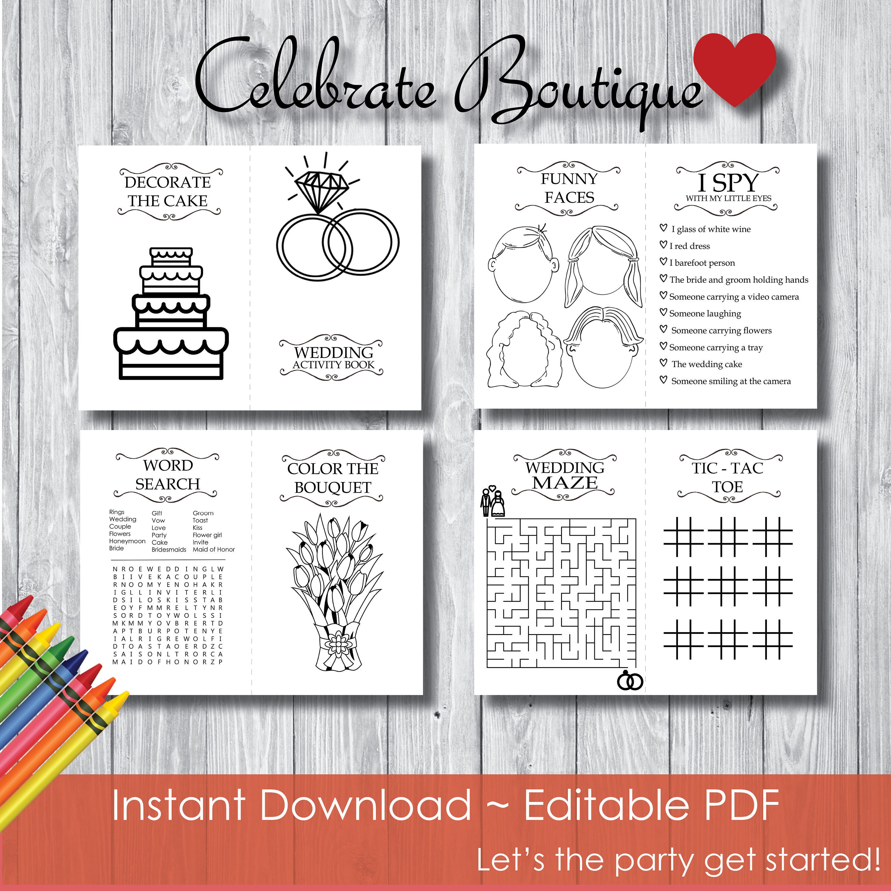 Download Wedding Coloring Book For Kids Editable Activity Book Instant Etsy