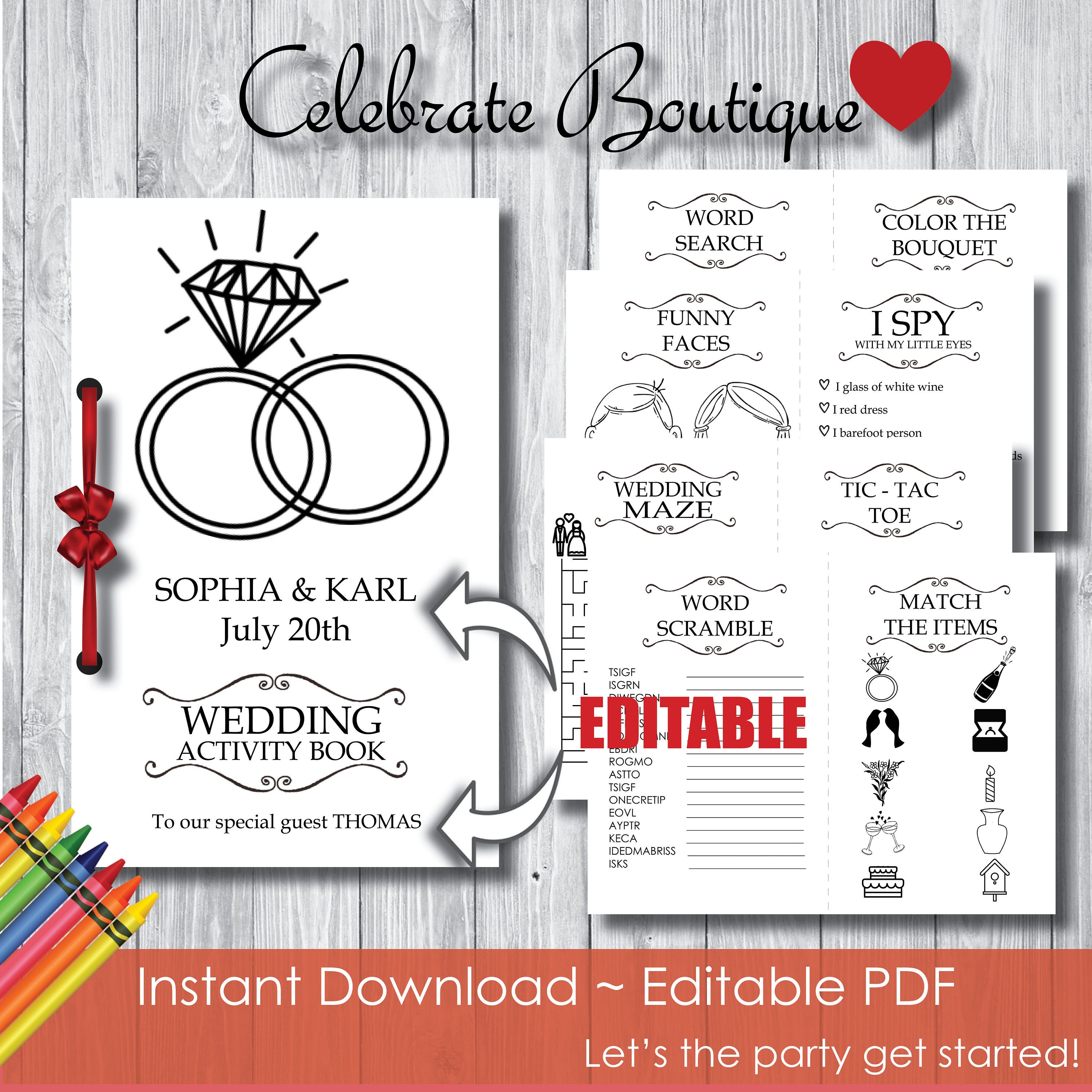 Download Instant Download Wedding Coloring Book For Kids Editable Etsy