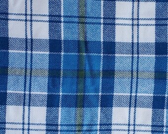 Vintage EUC Wool Plaid Scottish Clan Tartan Blue White Yellow Medium Weight Fabric Culloden Erskine St. Andrew Kyle Menzies Dress 1 Yard