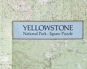 Vintage Coburn Designs Yellowstone National Park Topo Topography USGS Geologic Survey Map Jigsaw Puzzle Grand Canyon Old Faithful WY Wyoming