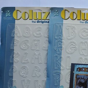 Vintage New NIP Provo Craft Coluzzle Plastic Alphabet Template Lower Upper Case Capital Letters Leeré Hawaiian Hut Cool Curve Stencil Card