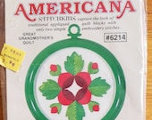 Vintage New NIP Americana Stitchkins Grandmother s Quilt Block Pennsylvania Dutch Tulip Basket Hex Sign Embroidery Kit Frame Sachets Cushion