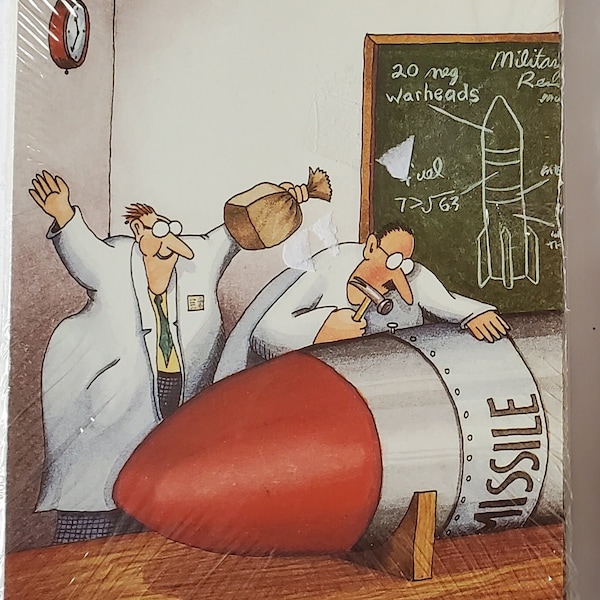 Vintage New NIP Far Side Gary Larson Birthday Card Set of 12 Playful Practical Joke Nuclear Scientist Missile Bomb G3165 Manhattan Project